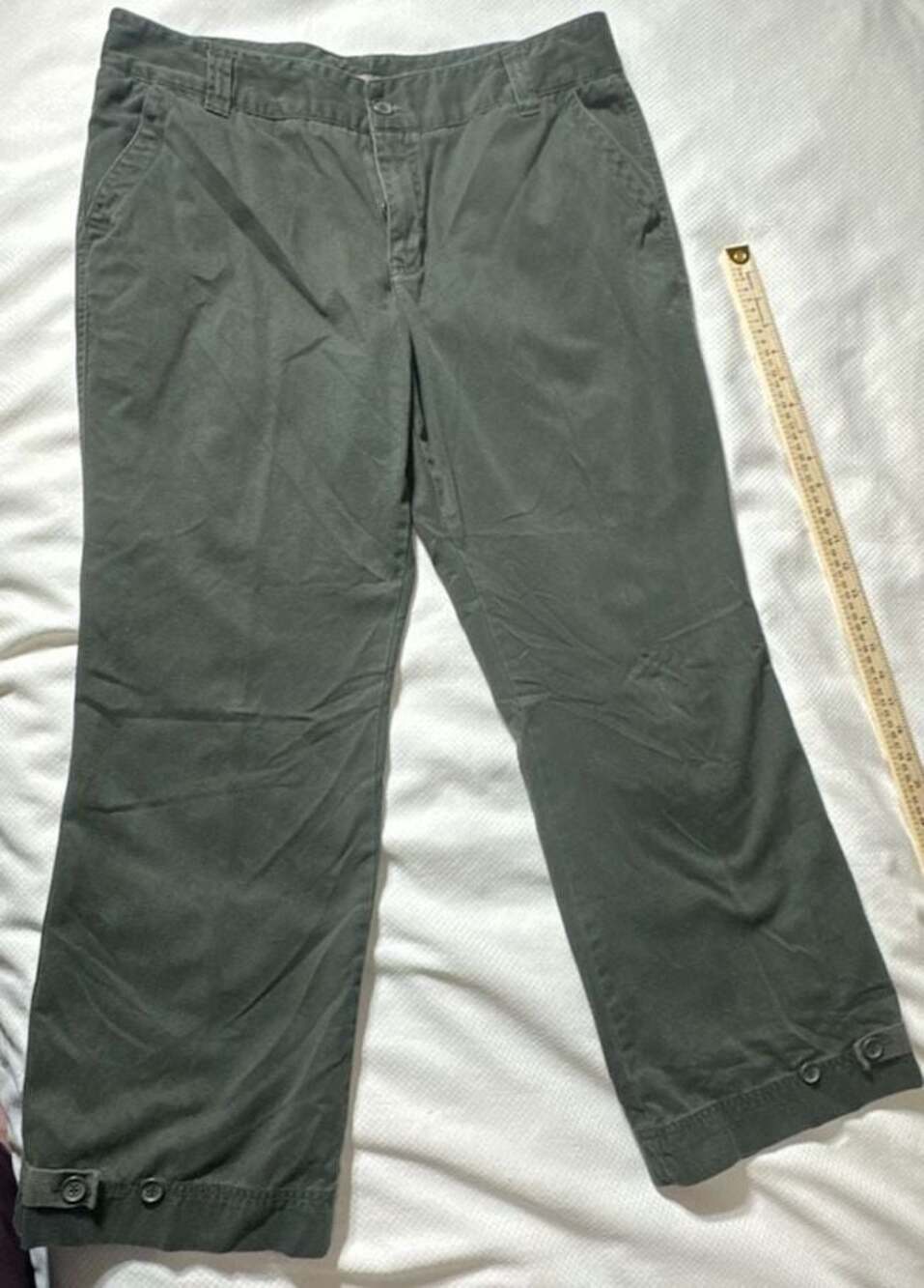 Caribbean Joe Petite Olive Green Cotton Cargo Pants Size 14P vacation style